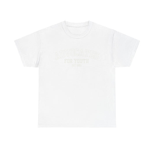 White Minimalist 'For Youth' Cotton Tee — Subtle Vintage Graphic T-Shirt